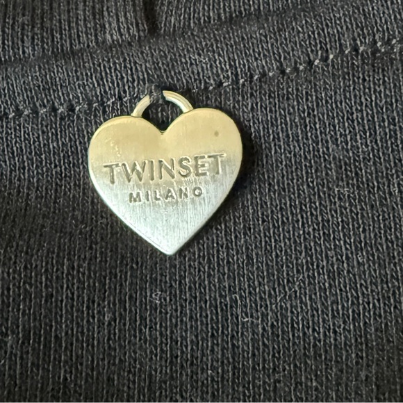 TWINSET Milano Black Fringe Oversized Zip Up Hoodie - Picture 6 of 10